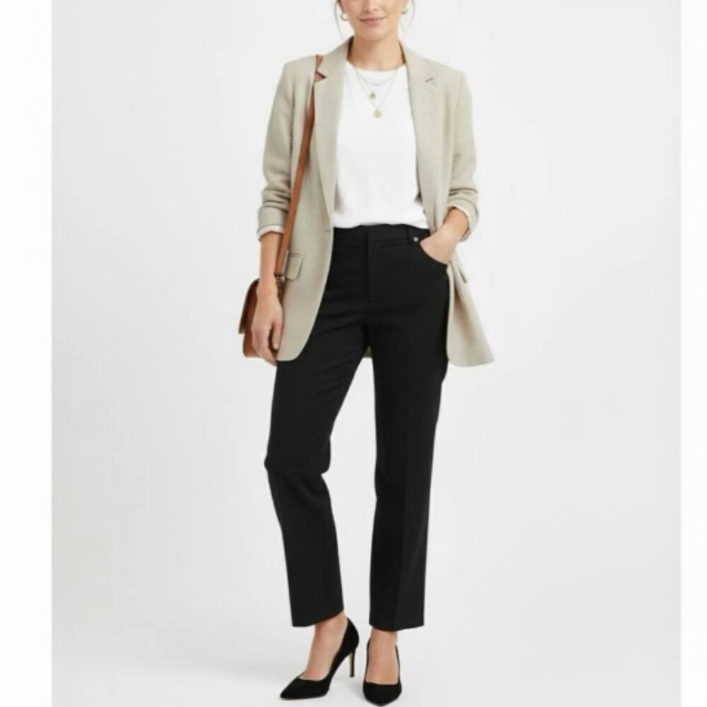 Quiet Luxury St John Wool Blend Career Black Pant Size 10 ankle / crop length